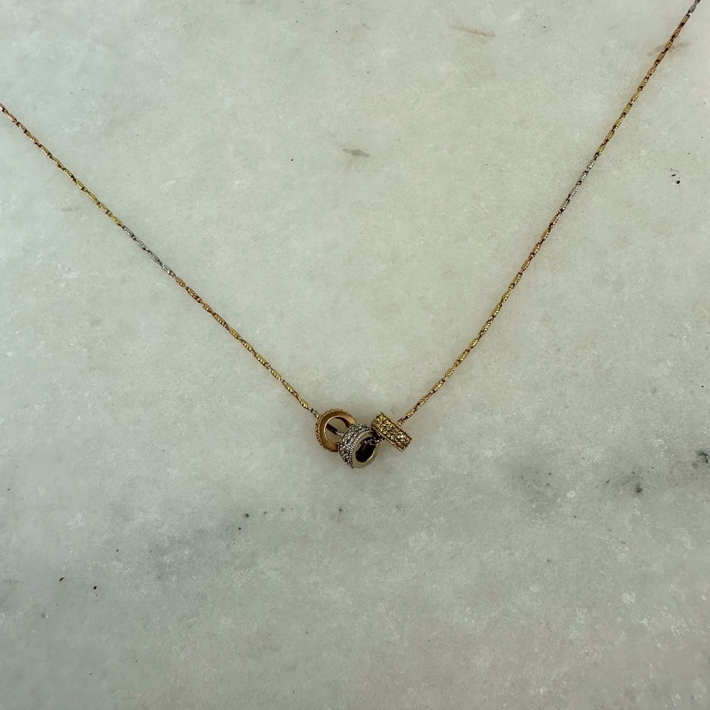 10K White, Yellow and Rose Gold Chain with 14K Slider Pendants 3.5G (total)